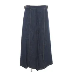 ザラ ZARA 美品 デニムラップスカート リネン混 L インディゴ ブルー 青 /YJ