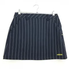アディダス スカート ネイビー×白 ストライプ ワッペン レディース M/M ゴルフウェア adidas