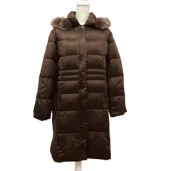 ZM1666【タグ付新品】Recent Piece シルクダウンコート ブラウン サイズL フォックスファー フード取外し可