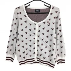 【超美品】パーリーゲイツ カーディガン 白×ボルドー トリ総柄 コットン100% レディース 2(L) ゴルフウェア PEARLY GATES