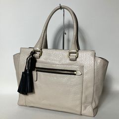 COACH コーチ レザー ハンドバッグ 白 アイボリー 黄 イエロー 1076 