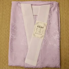 洗える長襦袢 半衿付き 地紋入り ピンクパープル Ｌサイズ 七宝柄 無双袖