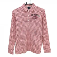 【新品】ゾーイ 長袖ポロシャツ レッド×白 千鳥格子 ロゴ刺しゅう レディース 38(M) ゴルフウェア ZOY