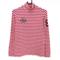 パーリーゲイツ 長袖ハイネックシャツ ピンク×白 ボーダー  レディース 1(M) ゴルフウェア PEARLY GATES