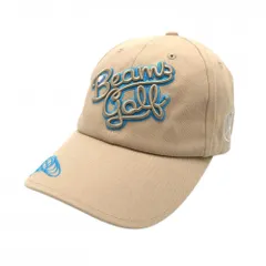 【超美品】ビームスゴルフ キャップ ベージュ×ライトブルー 立体ロゴ刺しゅう   ゴルフウェア BEAMS GOLF