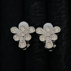 【美品】ニナリッチ イヤリング ラインストーン フラワーモチーフ NINA RICCI Rhinestone Flower Motif Earrings 1210001