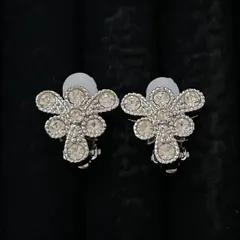 【美品】ニナリッチ イヤリング ラインストーン フラワーモチーフ NINA RICCI Rhinestone Flower Motif Earrings　1210001