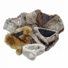 ノーブランド 5点セット まとめ売り ティペット ファー マフラー 毛皮 ブラウン ベージュ/3 レディース