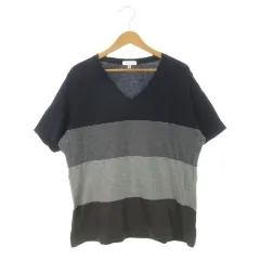 B&Y ユナイテッドアローズ BEAUTY&YOUTH ビューティー&ユース 半袖Tシャツ Vネック XL 紺 ネイビー グレー ボーダー カラーブロック 切り替え /AH29 ■GY99