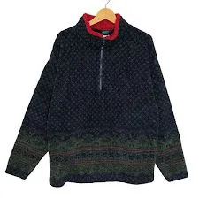 ヴィンテージ CHILL FACTOR ハーフジップ USA製 フリースプルオーバージャケット プルオーバー アウター USA製 メンズ L グリーン/ネイビー