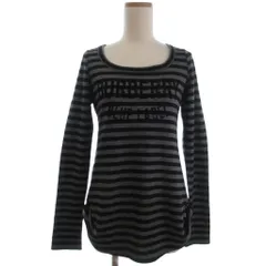 バーバリーブルーレーベル BURBERRY BLUE LABEL フロッキーロゴ カットソー ボーダー 長袖 グレー ブラック 38