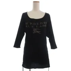 バーバリーブルーレーベル BURBERRY BLUE LABEL サイドシャーリング カットソー チュニック ロゴ プリント 黒 ブラック 38