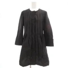 トゥモローランドコレクション TOMORROWLAND collection ジャケット ミドル ハーフ丈 スナップボタン ノーカラー 七分袖  絹 シルク 38 黒 ブラック /NL