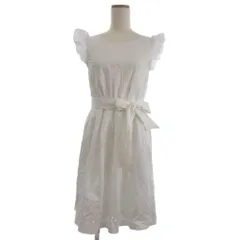 レストローズ L'EST ROSE ワンピース ひざ丈 半袖 フリル袖 フレア 刺繍 M 白 ホワイト ■FF