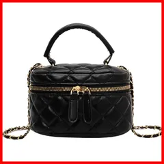 【数量限定】人気 レザー調 白 韓国 黒 ホワイト ブラック 可愛い ポーチ メイク 小さめ 斜めがけ コスメバッグ バニティポーチ ショルダーバッグ 肩掛け ミニ レディース キルティングバッグ バッグ ショルダー バニティバッグ [ハルジオ]