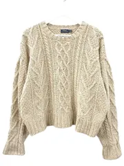 ポロ ラルフローレン POLO RALPH LAUREN ローゲージ ケーブル ニット トップス L ベージュ系 コットン リネン シルク トップス 長袖