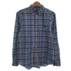 ポロ ラルフローレン POLO RALPH LAUREN ボタンダウン シャツ 長袖 チェック 青 ブルー系 L 14-16