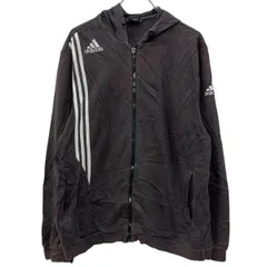 adidas ロゴスウェット パーカー L ダークブラウン アディダス ジップアップ フーディー アームロゴ 刺繍ワンポイント 秋物 a712-5734