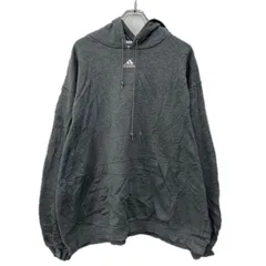 adidas ロゴスウェット パーカー 2XL グレー アディダス プルオーバー フーディー 刺繍ワンポイント 無地スウェット 秋物 a712-5736