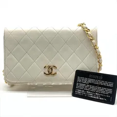 良品 CHANEL シャネル マトラッセ ココマーク プッシュロック チェーン ショルダー バッグ ラムスキン ホワイト レディース ブランド k6856