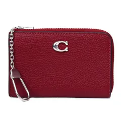 コーチ コインケース COACH ぺブルレザー エッセンシャル キーリング付き L字 ジップ ロゴ マルチ カードケース 小銭入れ ダークルビー CR513