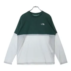 THE NORTH FACE (ザノースフェイス) L/S BI-COLORED NUPTSE TEE バイカラー ヌプシ ロゴプリントTシャツ 長袖クルーネックカットソー グリーン/ホワイト NT82384