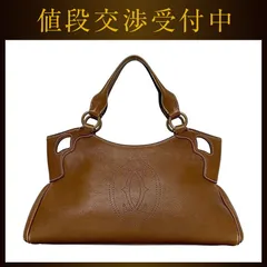 カルティエ ハンドバッグ マルチェロ ブラウン 美品 レザー 中古