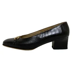 サルバトーレフェラガモ パンプス 6 D レディース - ダークブラウン 型押し加工/ガンチーニ/アウトソール張替済 レザー