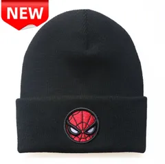 ⭐新品⭐スパイダーマン ニット帽 黒 刺繍ワンポイント 男女兼用 帽子 春秋冬 防寒 アメコミ キャラクター グッズ カジュアル ストリート ファッション かっこいい 高品質 フリーサイズ ユニセックス プレゼント ご褒美 折り返しデザイン 丈夫 長持ち