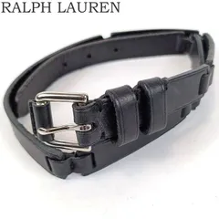 未使用級 RALPH LAUREN ラルフローレン レザー ベルト 表記サイズ S レディース ブラック 黒 ロゴ刻印 レア 希少 410165810-001 極美品