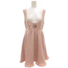 アクシーズファム axes femme ジャンパースカート ワンピース M ストライプ ひざ丈 ピンク 花刺繍 フリル /GV