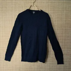 M1-02339【Women】UNIQLO(ユニクロ）長袖 セーター (M) /紺 全体的に毛玉・色落ち有 K