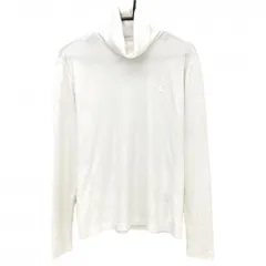 キャロウェイ 長袖タートルネックシャツ 白 ボーダー地模様 ロゴ刺しゅう 微起毛  メンズ L ゴルフウェア Callaway