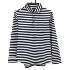 【超美品】パーリーゲイツ 長袖ポロシャツ 黒×グレー ボーダー 胸ポケット メンズ 4(M) ゴルフウェア PEARLY GATES