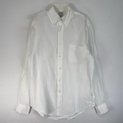 古着 ブルックスブラザーズ Brooks Brothers 長袖シャツ リネン REGENT ボタンダウン S  ホワイト 無地 メンズ