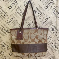 コーチ トート ハンドバッグ シグネチャー ビジネス ブラウン FZ9