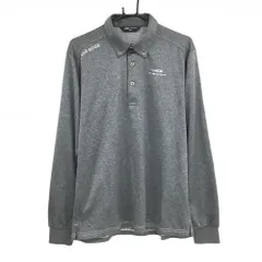 【超美品】ティゴラ 長袖ポロシャツ 杢ダークグレー ロゴ刺しゅう ボタンダウン  メンズ LL ゴルフウェア TIGORA