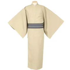 メンズ袷着物 単品 ベージュ 砂色 Lサイズ