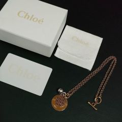 Chloe カデナ 南京錠 ネックレス ロゴプレート ゴールド 金 ストーン