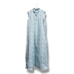 J.sloane ジェイスローアン 総柄 ノースリーブワンピース コットン100% 日本製 薄手 ロングワンピース 綿 レディース サイズ2 ブルー系 夏久喜倉庫店 23 No.K1019