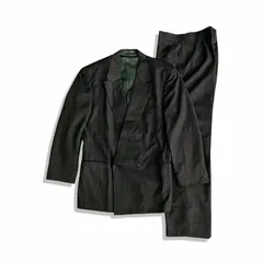 GIANNI VERSACE ジャンニ ヴェルサーチ ストライプ柄 ダブルブレスト 2B ウール スーツ size 46 チャコールグレー ブルー メンズ