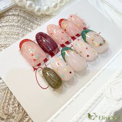 現品】ネイルチップ 赤 ガラスフレンチ 埋め尽くし バタフライ - メルカリ