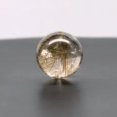 透明感ある中に シラーと金針が美しい一点物 ゴールドルチルクォーツ 約14ミリ【GHTU27 4g】1粒売り ハンドメイド 交換用ゴム付＆巾着1枚 【金運・ビジネス運・人間関係・目標達成】 金針水晶 お守り効果 ご褒美 ギフト 天然石の卸　京の蔵