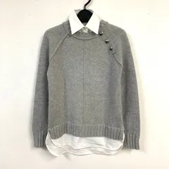 【LAUREN RALPH LAUREN 】ローレン ラルフローレン/レイヤードコットンセーター/XS/ライトグレー＆ホワイト