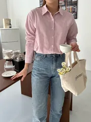 スプリング 줄지 シャツ デイリー 韓国国内製作 ストライプ アウター ベーシック 人気 再入荷 ボーダー柄