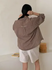 パリ빽刺繍 ストライプ 季節の変わり目 オーバーサイズ オーバーサイズ デイリー