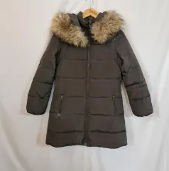 PLASTIC ISLAND カーキ ファー フード ダウン ロング アウター