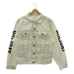 HOLIDAY / ホリデイ | BIG WORK JACKET 袖ロゴプリント デニム トラッカージャケット | F | ホワイト | レディース