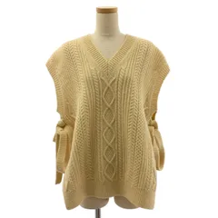 【美品】  tao COMME des GARCONS / タオコムデギャルソン | 2022AW | ウール リボン ケーブル アランニット ベスト | S | ベージュ | レディース