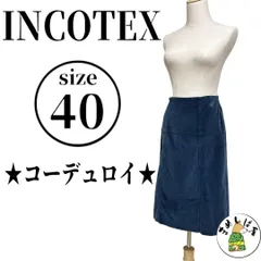 INCOTEX インコテックス【40】コーデュロイスカート タイト 青 日本製